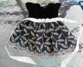 Black Satin Emroidered Party Dress-
