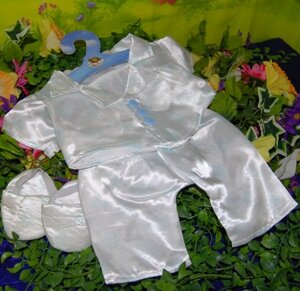White Pajamas with Blue paw prints-