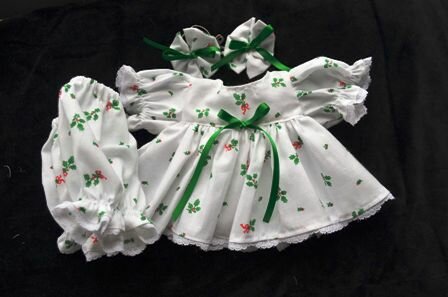Soft White Dress with sprigs of holly