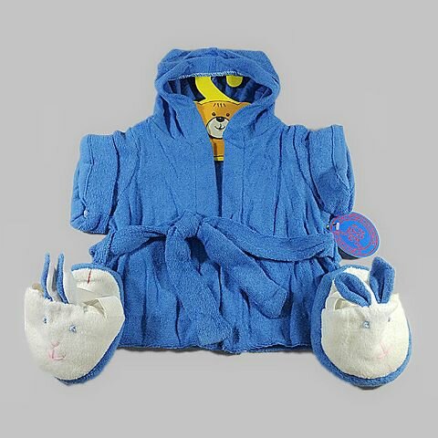 Blue Bathrobe with Slippers outfit