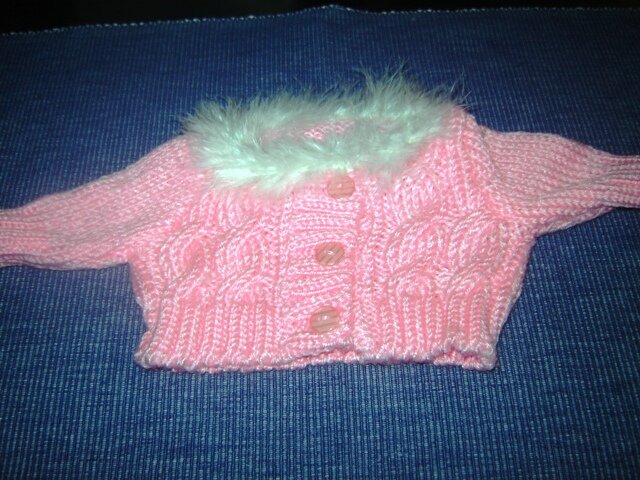 Boa Trimmed Pink Cardigan